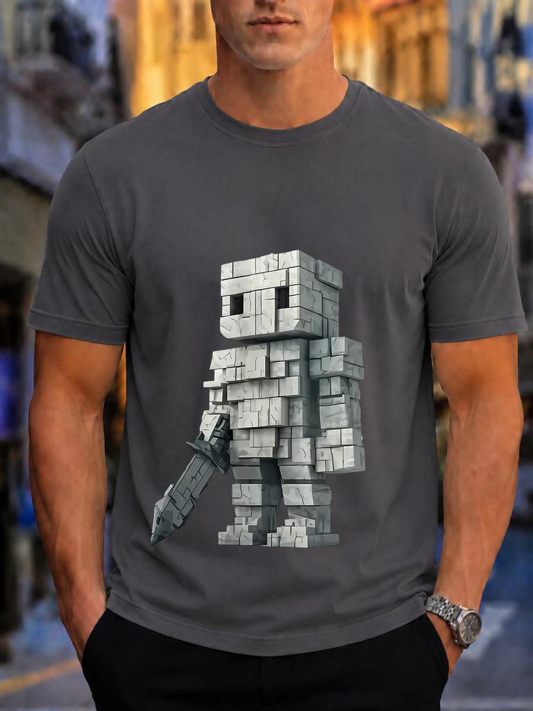 2026 New Pure Cotton Tshirt Rock Block Swordsunisex 3d Print Unisexs Crew Neck Top Casual Short Sleeve