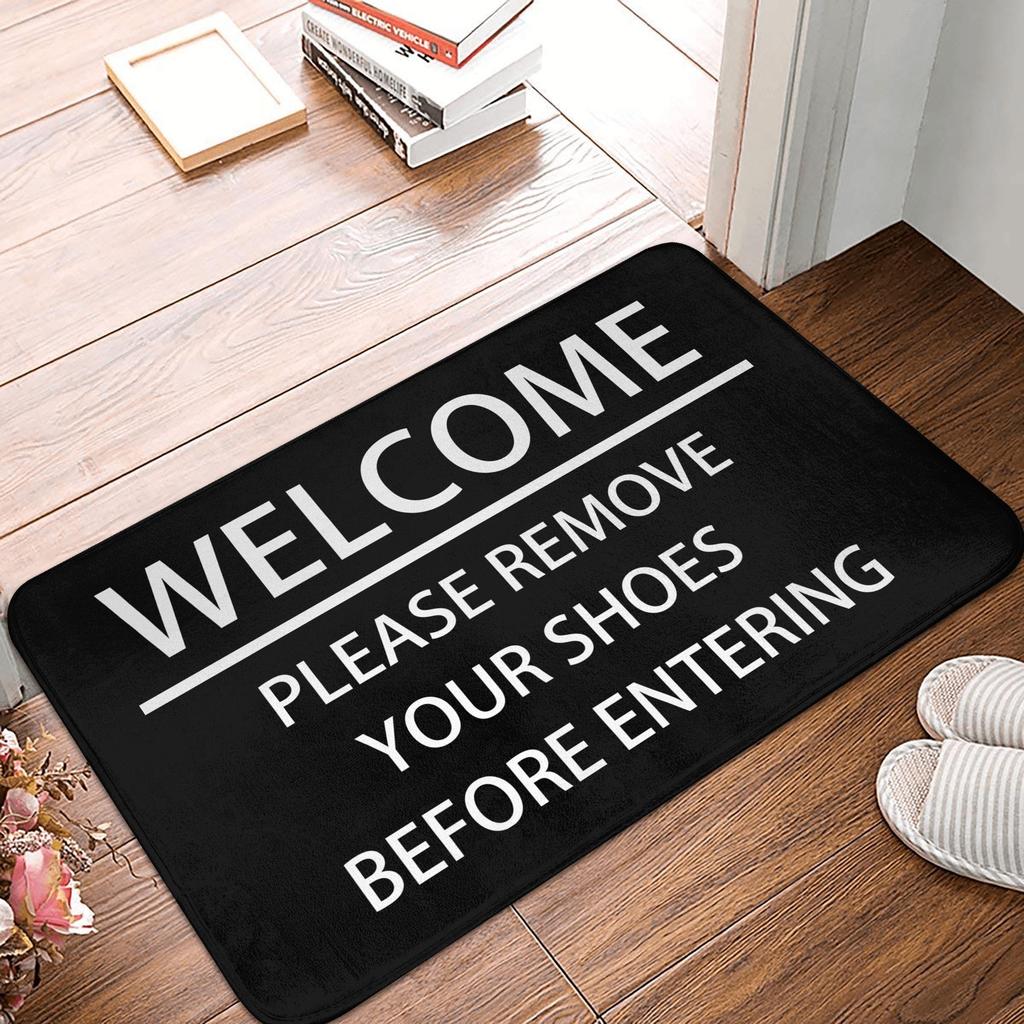 Please Take Off Your Shoes Front Door Mat Anti-Slip Outdoor Absorbent  Doormat Garden Garage Entrance Rug Carpet
