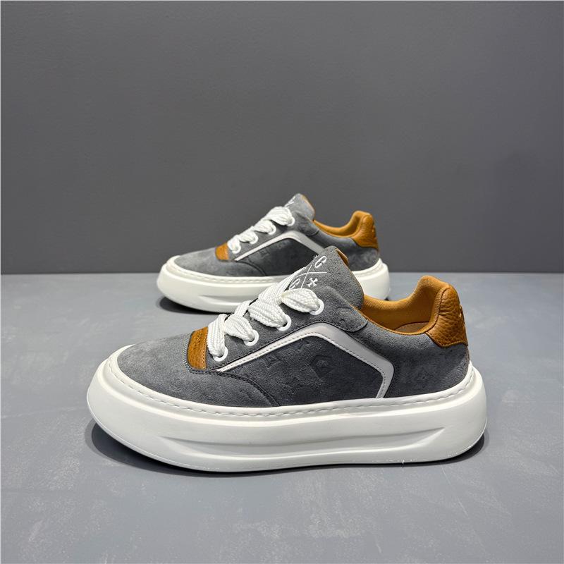Leather autumn new comfortable thick-soled low-top casual board shoes ms 38 серый