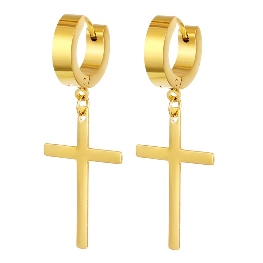 Premium Stainless Steel Hoops Earrings for Women Men With Simple Charms Cross Drop Dangle Design Hypoallergenicy Gothic Jewelry
