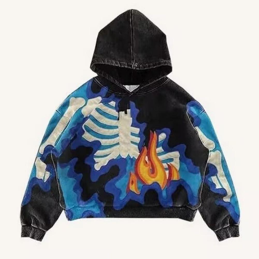 Vintage Herren- und Damen-Sweatshirt 3D Totenkopf Grafikdruck Lässiger Hoodie Herbst Übergroße Kleidung Harajuku Langarm Kinder Pullover