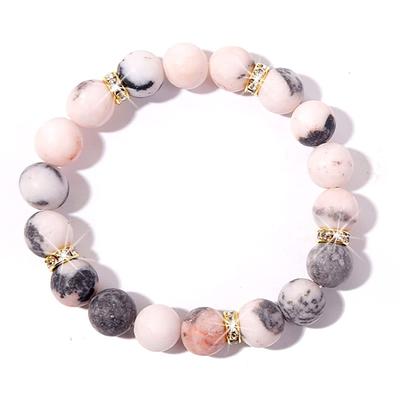 Pulseira anti-ansiedade para mulheres, pulseira artesanal de chakra para aliviar a ansiedade e o estresse, presente para mulheres (Pedra Zebra Rosa)