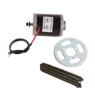 12V 120W High Speed Electric DC Brushed Motor Kit with 25H76 Chain and 25H 3 Hole 47 Teeth Crankset for DIY Electric