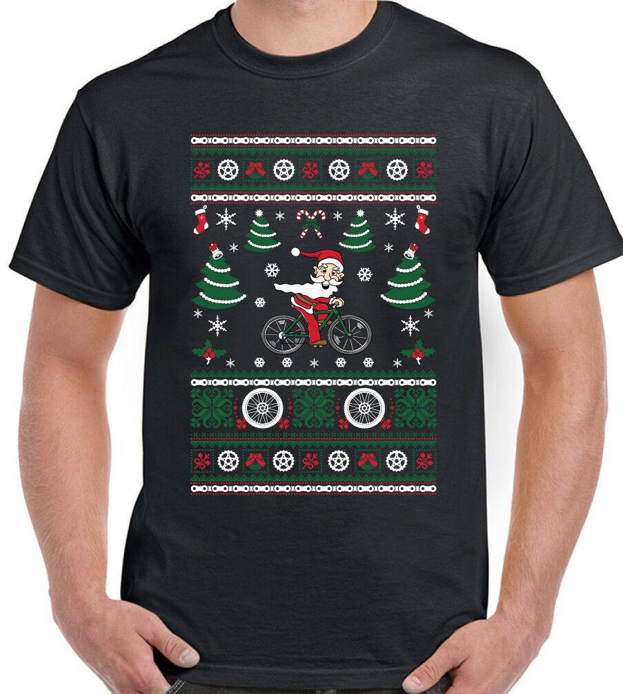 Cycling Christmas T-Shirt Santa Mens Funny Cyclist Bike MTB Road Racer Secret D2 XL