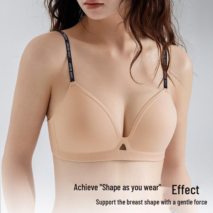 Seamless Push-Up Wire-Free Bra for Small Busts: Side Support, Anti-Sag, Sexy Thin Straps, Comfortable Fit