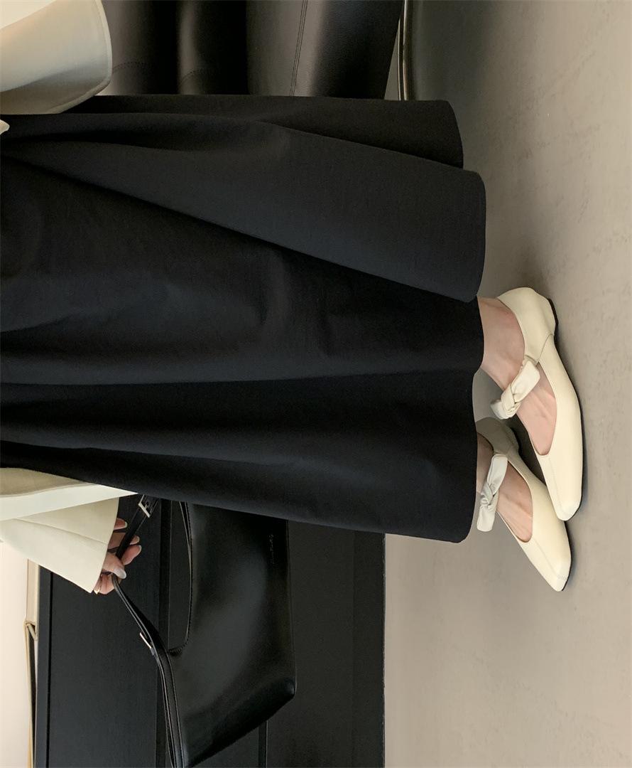 

Leather version~ British style light mouth single shoes women s one word with bow flat shoes one foot square head Mary Jane shoes 40 абрикосовый