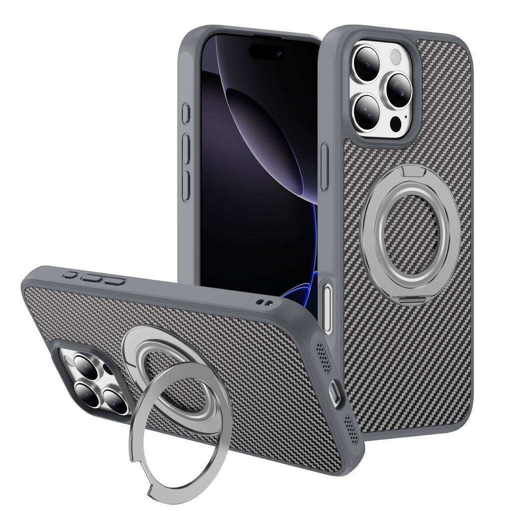 Applicable To Apple 17 Mobile Phone Case Niche High-end Carbon Fiber Grain Kevlar Texture Magnetic Suction Iphone16 15 Fulcrum Shell