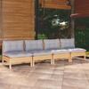 4-seater Garden Sofa and Cushions Solid Pine Wood