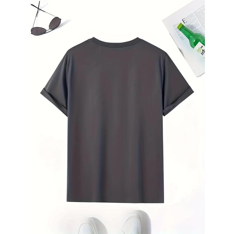 Cotton Men's 100% Cotton Summer Loose Size Cartoon Astronaut Planet Printed Slim Fit Casual Sports Round Neck Short Sleeved T-shirt Top