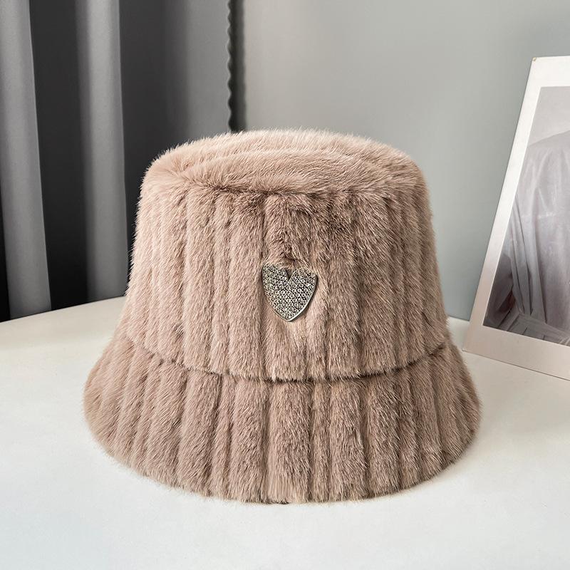 

Зимняя утолщенная плюшевая шляпа-панама для женщин, защита от холода и тепла, маленькая шляпа-ведро, универсальный корейский стиль, шляпа-панама с любовью One Size