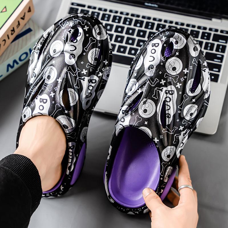 Slippers Men's Summer Outer Wear Thick Bottom Stepping On Shit Feeling One-word Drag Home Indoor Tide Mop Bathing Non-slip Comfortable Sandals