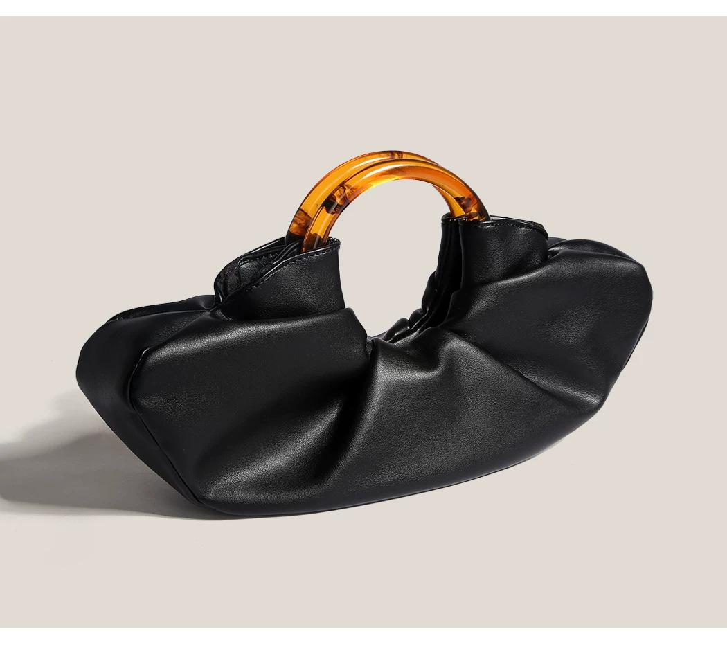 

Internet-famous Same Style Round Handheld Bag 2025 Popular Retro Canvas Cowhide Bag High-end Lightweight Stylish Drawstring Bag 37x6x11cm чёрный