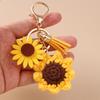 Aihua Handmade Knitted Sunflower Keychain For Women Girl Cute Crocheted Bee Flower Key Ring Handbag Pendants Jewelry Gifts