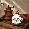 Cute Gnome Coffee Signs Bar Table Ornament, Wooden Theme Stand with Stable Tiered Tray Decor Base, Retro Farmhouse for Kitchen Station Countertop