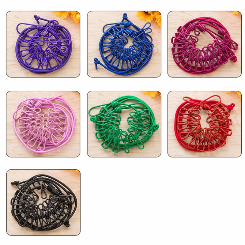 Portable Clothes Line with 12 Clips Multi - Function Extendable Clothesline Rope Tender Clothes Outside