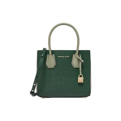 MK Mercer Lock Accordion Letter Logo Color Block Commuter Faux Leather Crossbody Handbag Medium Women Handbag Green 30H8GM9M8T-347