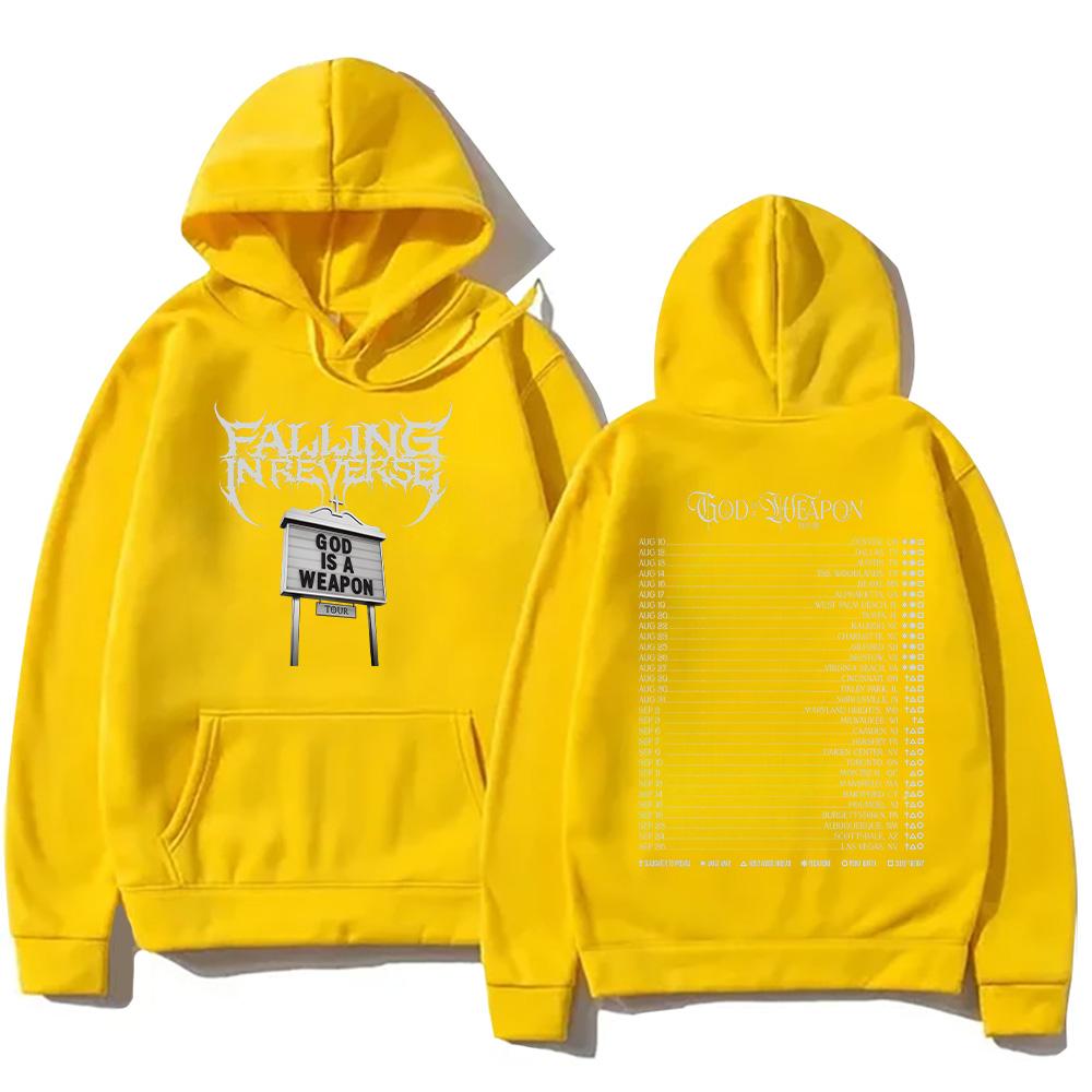 Falling In Reverse God Is A Weapon Tour 2025 Hoodies Men Women Gothic Casual Oversized Sweatshirt Vintage Aesthetic Trends Hoody