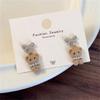 Coffee Flocking Bear Earrings Comfortable Ear Studs Student Fashion Accessories for Daily Commute or Social Event