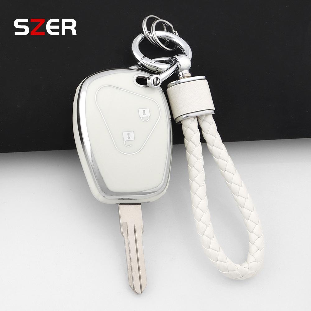 For Renault Trafic Clio Duster Logan Dacia Sandero For Nissan Terrano Almera 2 Button Tpu Car Key Case Cover Protector Keychain