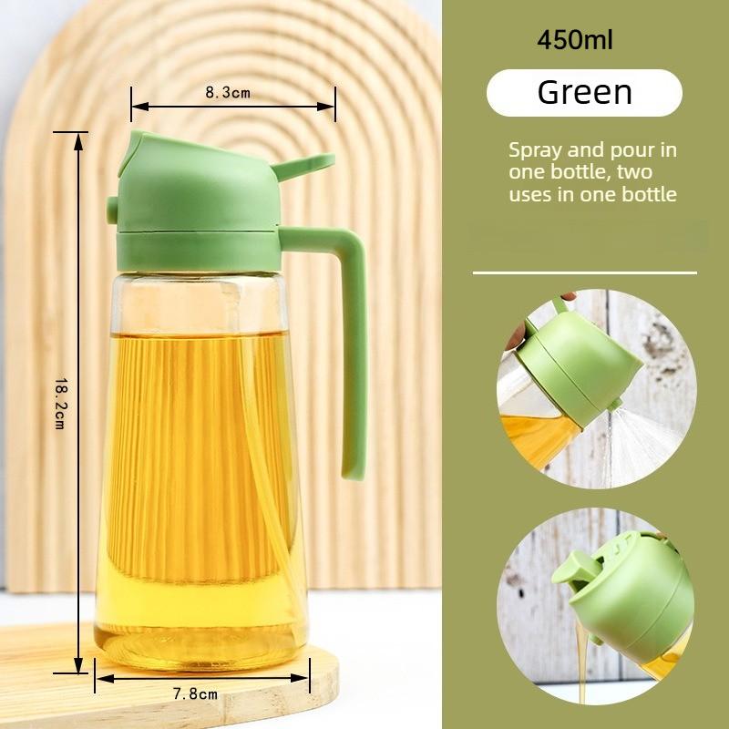 

Glass Oil Bottle 2 in 1 Spray and Pour Kitchen Oil Dispenser for Home Cooking green 450ml