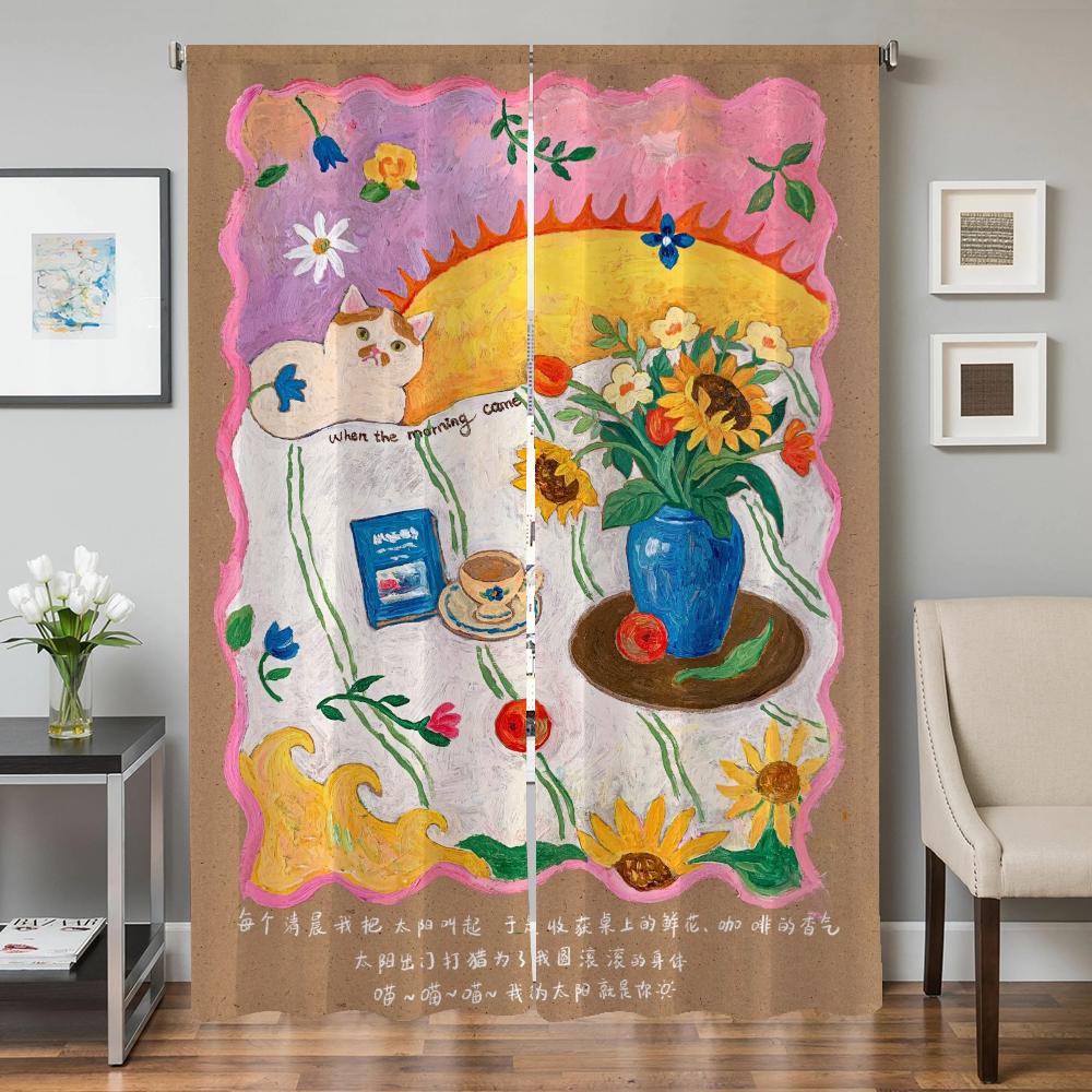 

Домашний интерьер Кухня Шторы для гостиной 2 шт. Затемняющие шторы Дверная штора Современная спальня Украшение Разделительная штора W50xH70cmx2pcs-CL