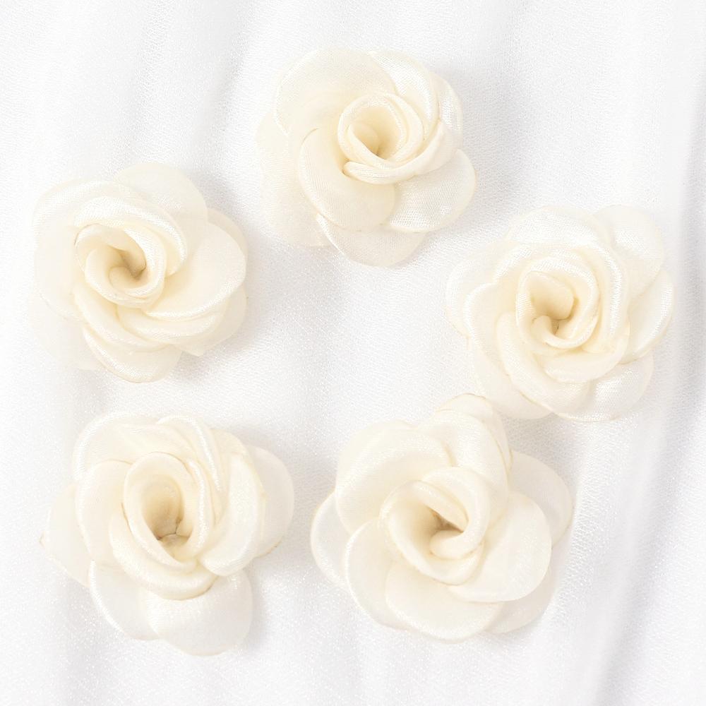 3/5Pcs 5cm White Camellia Rose Chiffon Fabric Flower for Home Room Wedding Invitation Artificial Flowers for Dress Decoration
