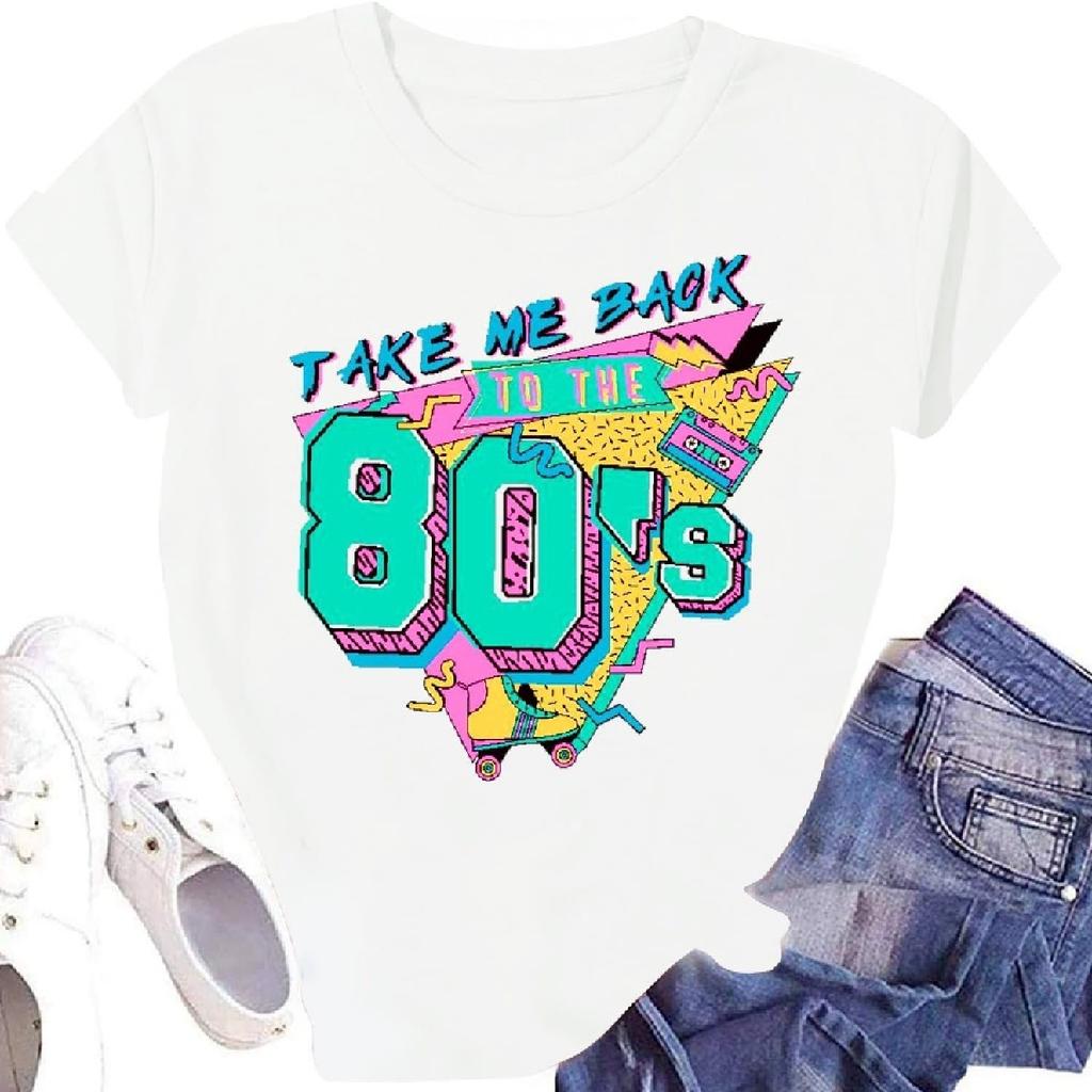 LINZEOO Womens 80s Shirts Take Me Back To The 80s T-Shirt Retro Party Music Tee Top(1)