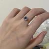 Bagues Saphir Style Mode pour femmes Luxe Léger Incrustation Exquise Diamants Anneau Bleu Fête Mariage Haute Qualité