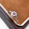 S925 Silver Natural Ruby Ring with Zircon Bezel - Thin Band Women's Gemstone Ring