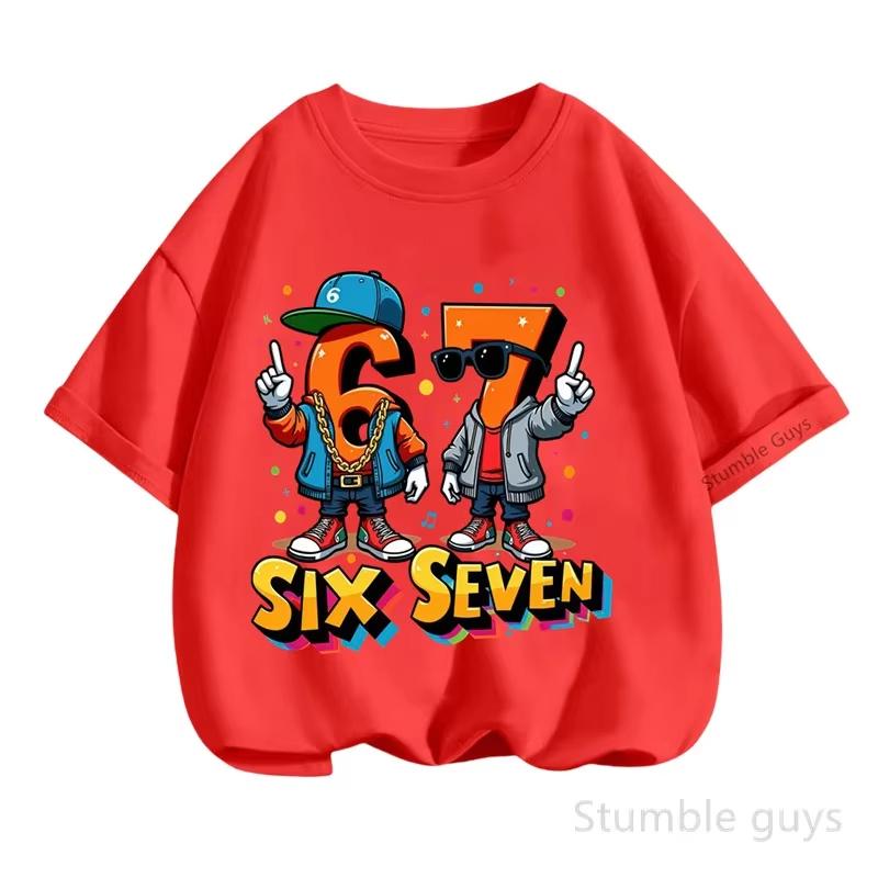 Kids White SIX SEVEN 67 Hip Hop Graphic TShirt Soft Cotton Streetwear Tee for Boys Girlsdf0168