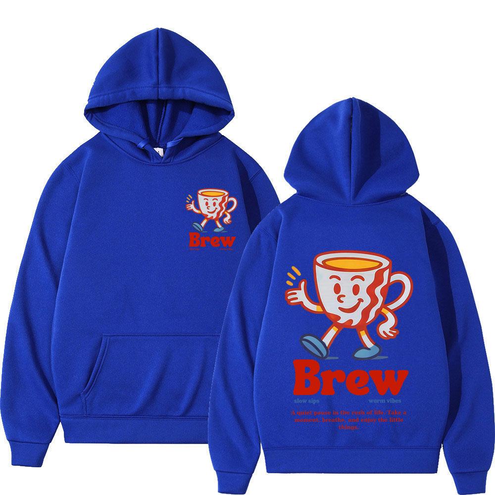 Brew Coffee Lover Fashion Graphics Hoodie Man Woman Vintage Pullover Long Sleeves Casual Oversized Sweatshirt