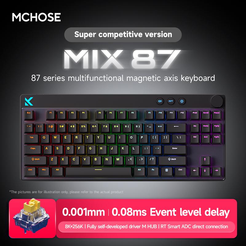 Custom MCHOSE MIX87 Magnetic Axis Keyboard Wired Gaming RGB 8K 256K E sport 0.08ms Low Latency 0.001mm RT Customized Gift