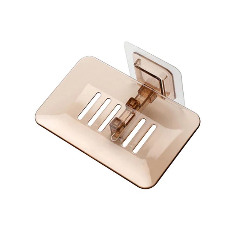1PC Transparent Drain Soap Holder No Punch Paste Wall Mounted Shower Toilet Suitable For Plastic  Box Cute Soap Dish Superbox