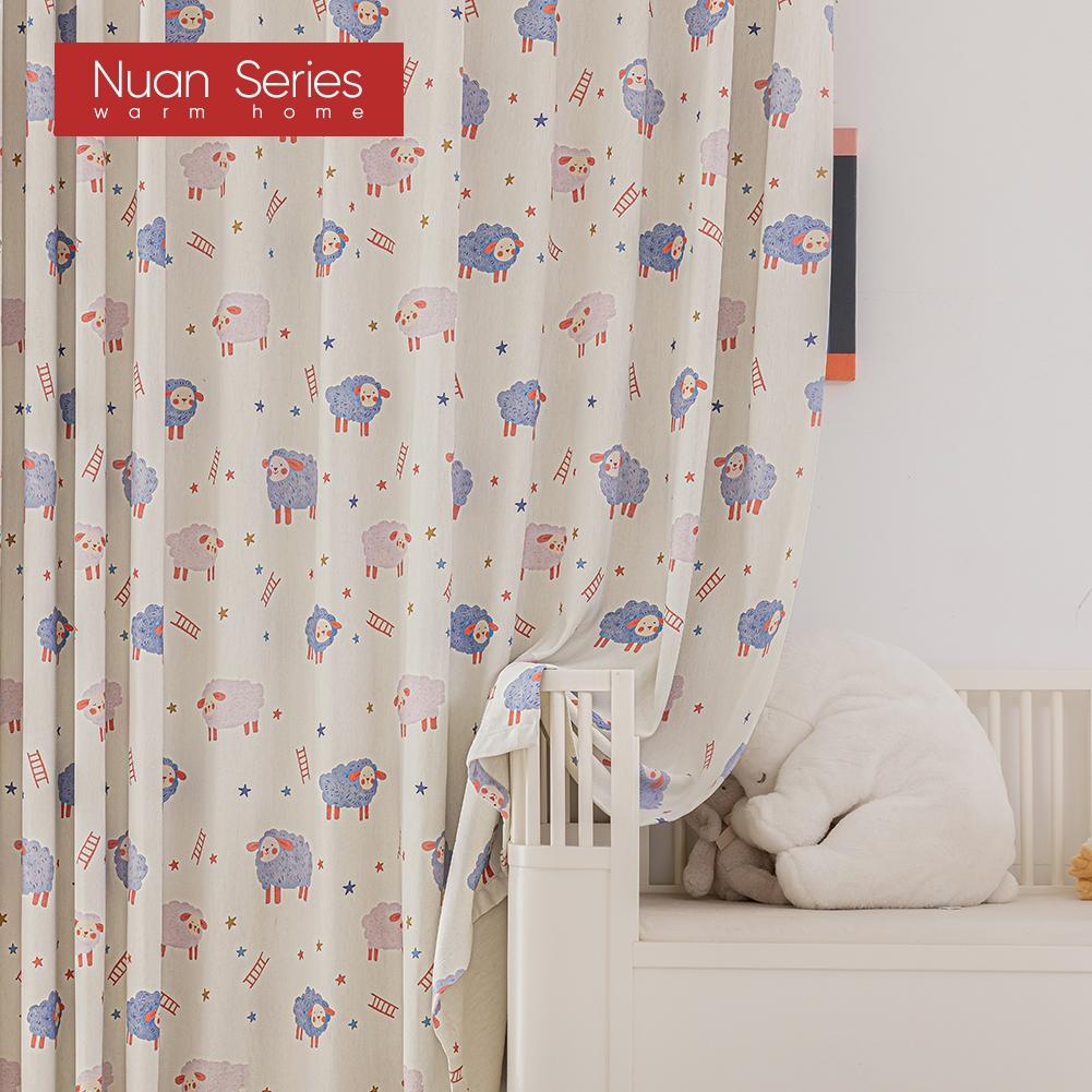 1PC Nuan Series 90% Blackout Curtains Cute Lamb Print Children's Curtains Thick Curtains for Bedroom Living Room Window for Home Decor
