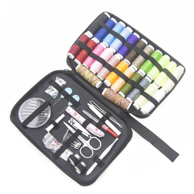 Kompletní šicí sada s nitěmi, jehlami, nůžkami, metrem, knoflíky, přenosná cestovní sada pro DIY, vyšívání, ruční práce, šicí nástroje