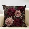 VintagePearlOrnateFloral Cushion Cover Durable Hypoallergenic Organic Linen Short Pillow Cover Washable
