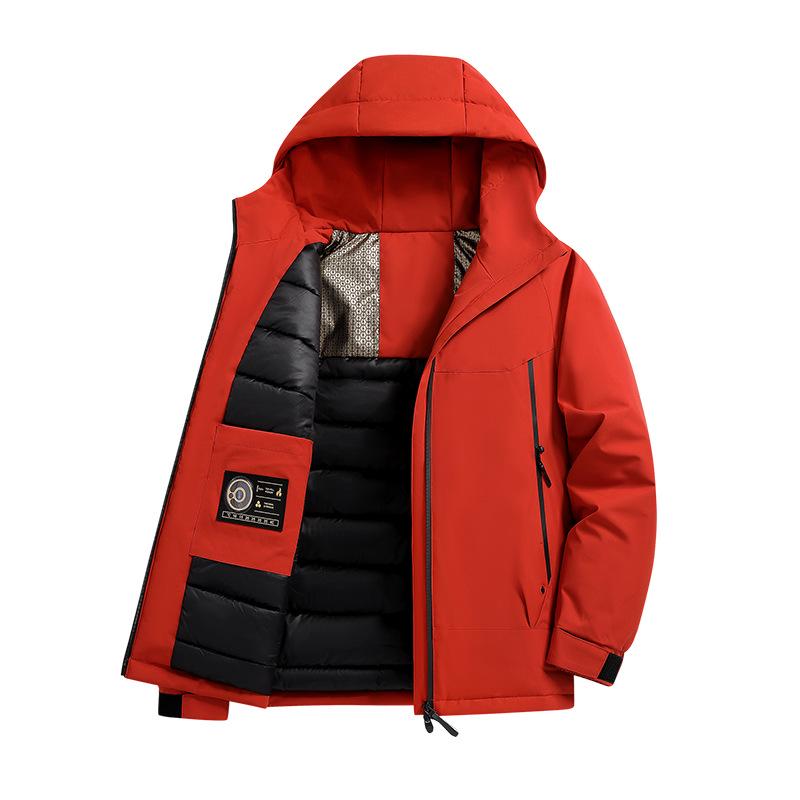 Men's Thickened Graphene-Heated Winter Jacket - Warm, Hooded, Cotton Outerwear for Couples