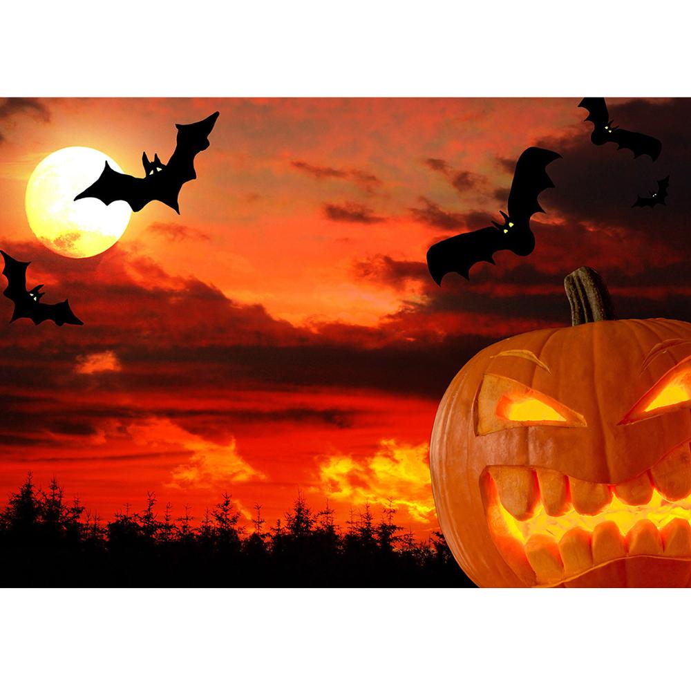 Wooden Board Photography Background Halloween Pumpkin Lamp Vinyl Photocall Backdrop for Children Baby Photobooth Photo Studio