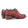 Johnature Genuine Leather Versatile Women Pumps Hand Brushed Vintage Contrast Hollow Out Thick Heels Shoes