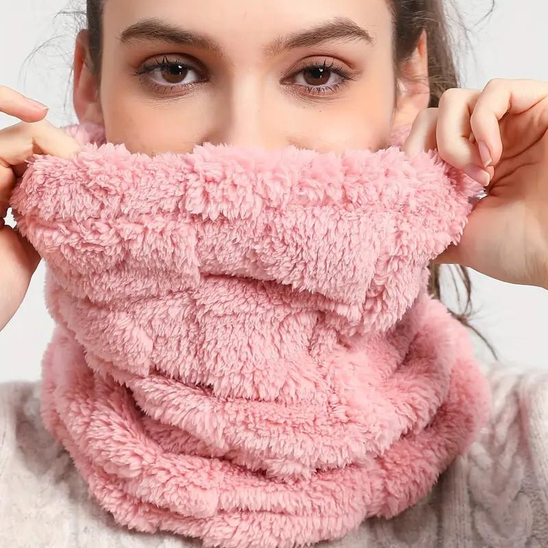Faux fur plush faux fur scarf solid color soft neck leggings cute solid color cold resistant neck protection ski mask women daily use winter outdoor