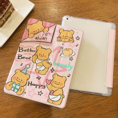 For iPad Air2024 Case High Quality Butter Bear Pattern iPad TPU Case for iPad Air4 Air5 2022 10th 10.9 Air6 11 Pro13 2024 Mini6/5/4 with Pencil Holder