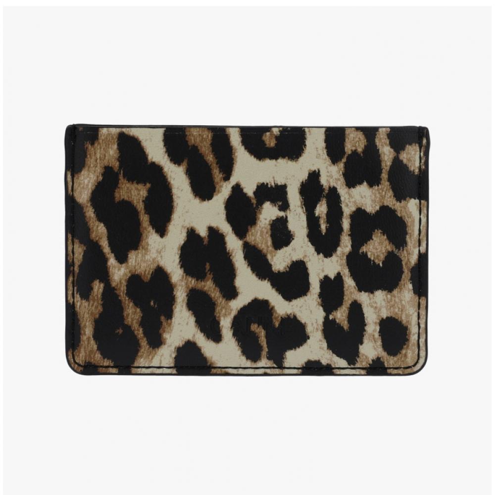 Ganni A6541 943 Leopard Butterfly Logo Card Holder