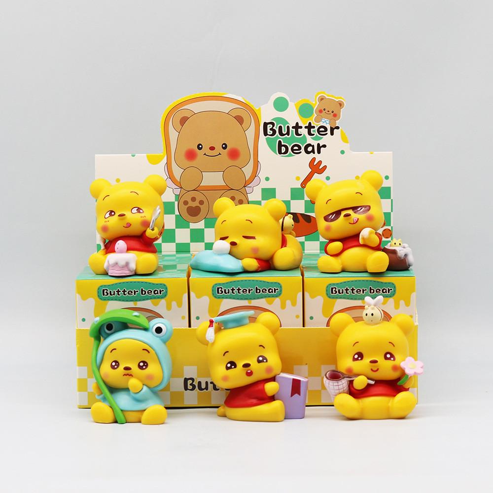 6pcs Bear Pooh Action Figure Cartoon Doll Collectible Desktop Gifts Toy