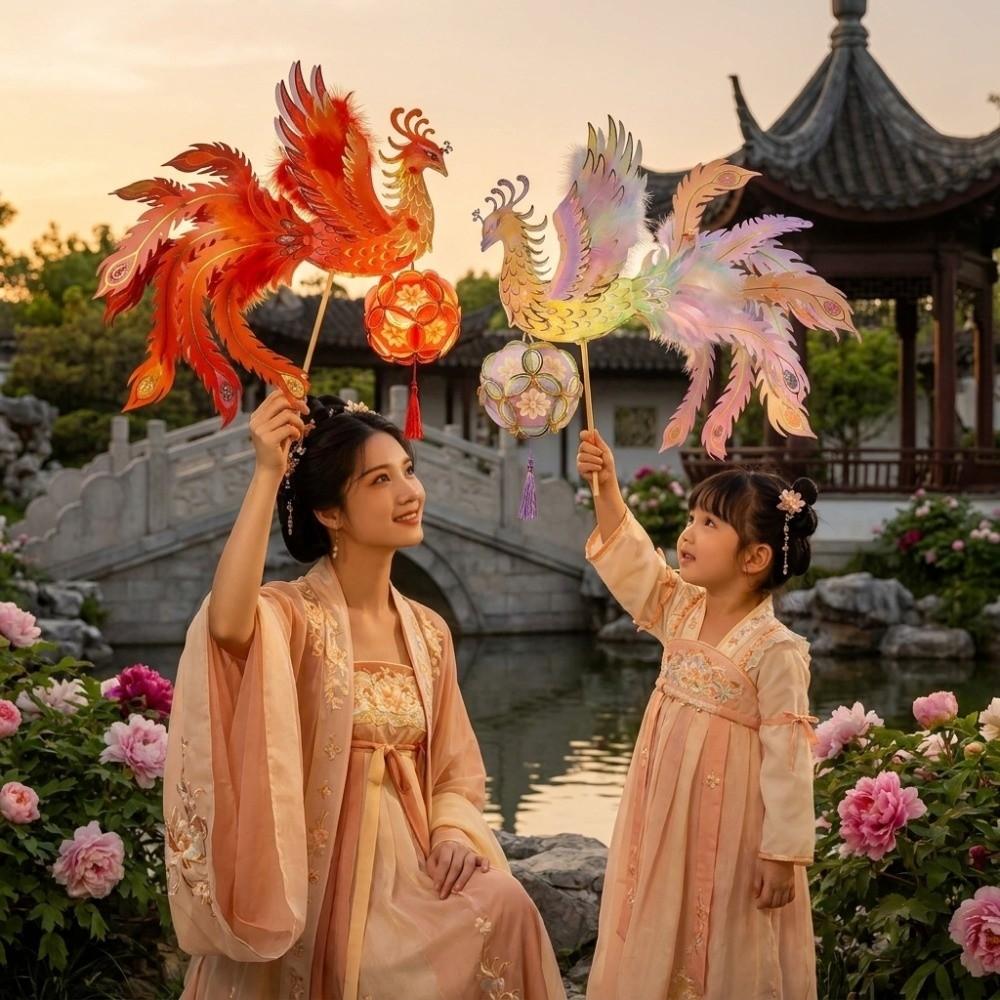Glowing Lunar New Year Lamp Cartoon LED Phoenix Light Toys Kit Chinese Phoenix Lantern Festival