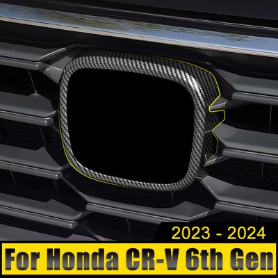 Car Accessories For Honda CR-V CRV 6th Gen 2023 2024 2025 Hybrid ABS Front Mark Grille Cover Trim Grill Emblem Badge Logo Case