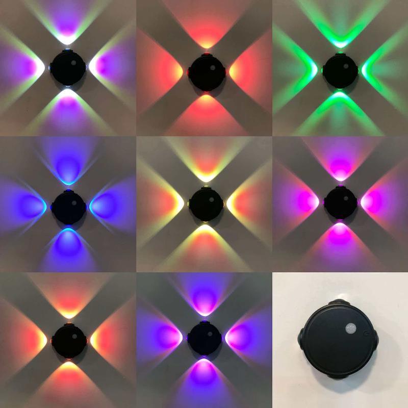 Smart Rgb Gradient Four Head Night Light Magnetic Motion Sensor Rechargeable Wall Lamp For Bedroom Bathroom Closet Garden Home
