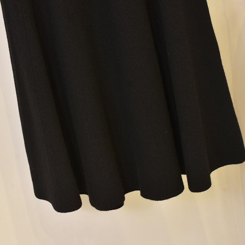 Women's Autumn and Winter High Waisted Elastic Knit Solid Colour Half-body Skirt