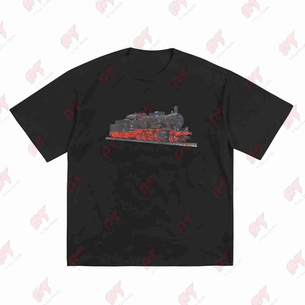 Vintage Steam Train Retro Locomotive Railway Short Sleeve Tee Cotton TShirt