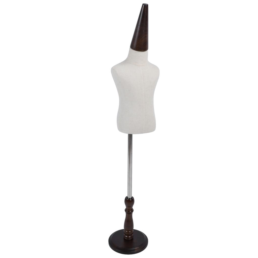 2 Years Kids Mannequin Dress Form with Wooden Base Half Body Easy To Assemble Linen Child Mannequin Torse for Window Counter Studio Clothing Store Dis