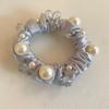 Korean Satin Pearl Crystal Hair Tie: Elegant Fabric Scrunchie for Ponytails